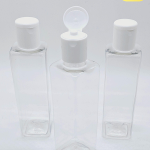 200ml Square Transparent Bottle with White Flip-Top Cap