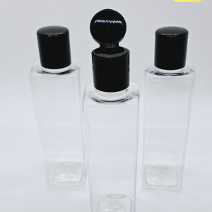 200ml Square Transparent Bottle with Black Flip-Top Cap