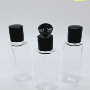 50ml Square Transparent Bottle with Black Flip-Top Cap