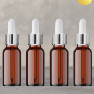 30ml Amber Dropper Bottle with Silver Cap and White Rubber
