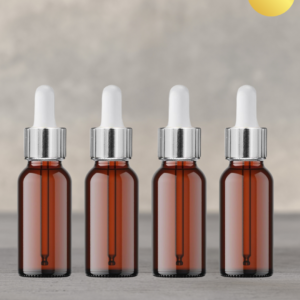 15ml Amber Dropper Bottle with Silver Cap and White Rubber