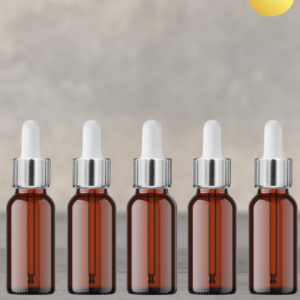 10ml Amber Dropper Bottle with Silver Cap and White Rubber