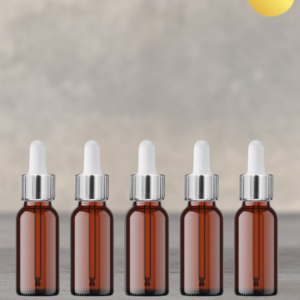5ml Amber Dropper Bottle with Silver Cap and White Rubber