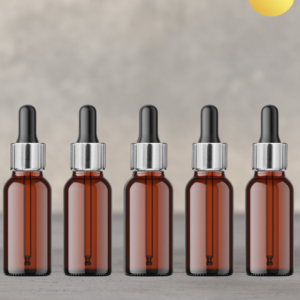 5ml Amber Dropper Bottle with Silver Cap and Black Rubber