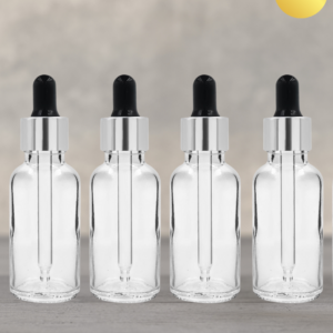 30ml Transparent Dropper Bottle with Silver Cap and Black Rubber
