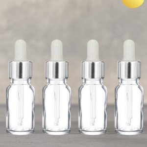 30ml Transparent Dropper Bottle with Silver Cap and White Rubber