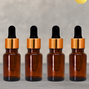 15ml Amber Dropper Bottle with Gold Cap and Black Rubber