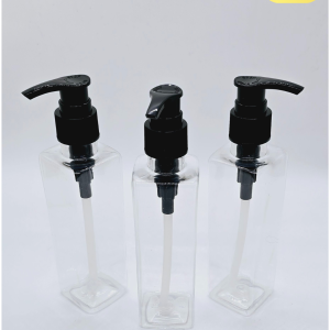 200ml Square Transparent Bottle with Black Pump Cap