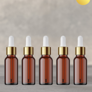 5ml Amber Dropper Bottle with Gold Cap and White Rubber