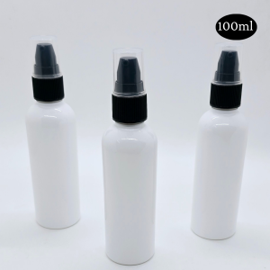 100ml White Bottle with Black Cream Pump Cap