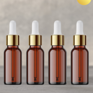30ml Amber Dropper Bottle with Gold Cap and White Rubber