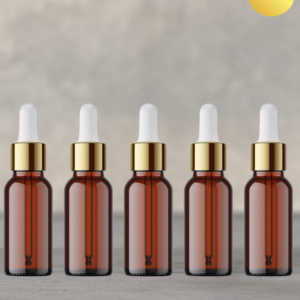 10ml Amber Dropper Bottle with Gold Cap and White Rubber