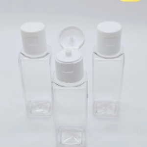 50ml Square Transparent Bottle with White Flip-Top Cap