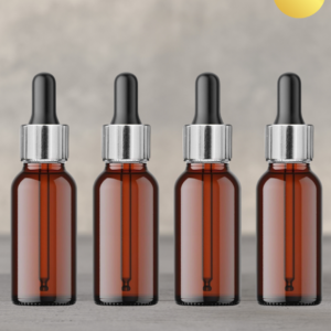 30ml Amber Dropper Bottle with Silver Cap and Black Rubber