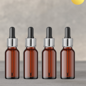 10ml Amber Dropper Bottle with Silver Cap and Black Rubber
