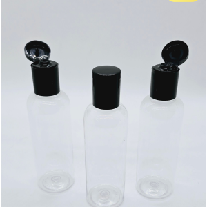 100ml Transparent Bottle with Black Flip-Top Cap