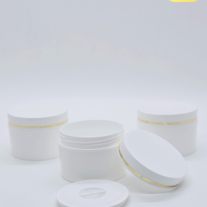 25g Double Wall White Jar with Golden Line Cap