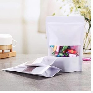 5 x 7 Inch White Matt Standing Pouch with Zip Lock 100 grams