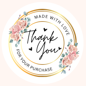 1.5 Inch Thank You Stickers – Floral Gold Round Labels (500 Stickers/Roll)