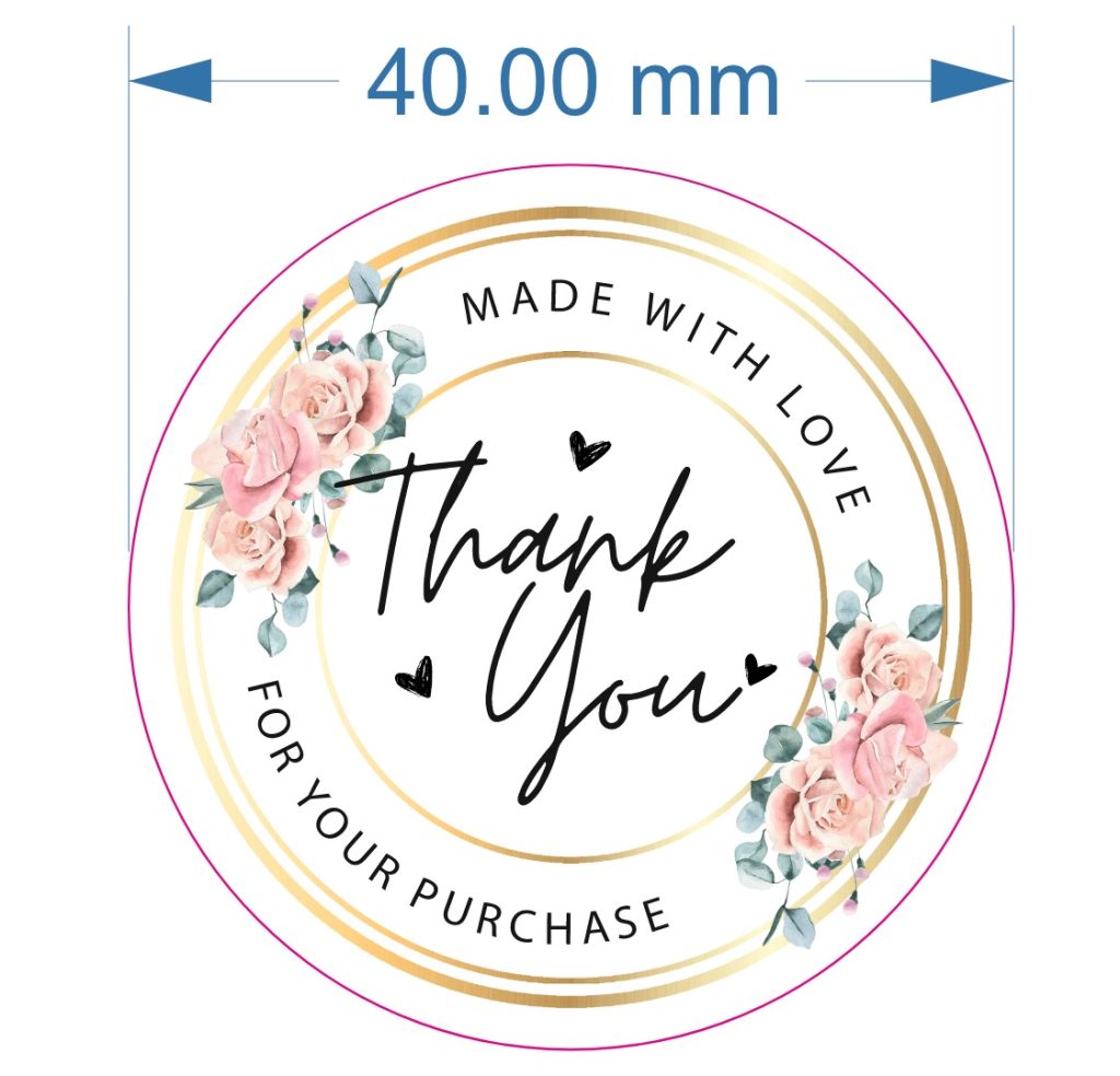 1.5 Inch Floral Thank You Stickers – Gold Round Labels Roll (500 ...