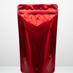 Shiny Metallic Red Stand Up Pouch with Zipper – 100g Resealable Strong Packaging Bag for Food, Spices, Cosmetics, and More
