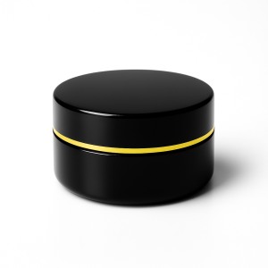 10g Black Cosmetic Jar with Golden Line Cap & Inner Lid - Packdost