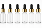 5 ml transparent with golden cap and Black rubber