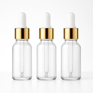 5 ml transparent with golden cap and white rubber 1