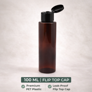 100 ml Amber Bottle with Flip Top Cap | Premium Cosmetic & Personal Care Packaging | Packdost
