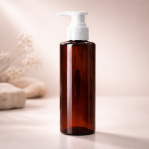 100 ml Amber Bottle with white Pump | Premium Cosmetic & Skincare Packaging