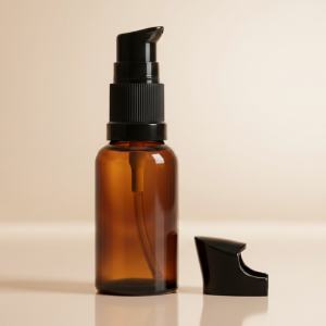Amber Serum Pump Glass Bottle | Premium Leak-Proof Cosmetic Packaging