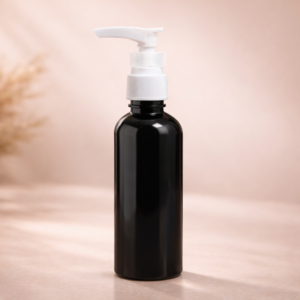 Black Cylindrical bottle with lotion pump cap 1
