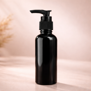 Black Cylindrical Bottle with black Pump – Premium Cosmetic Dispenser