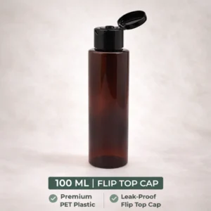 100 ml Amber Bottle with Flip Top Cap | Premium Cosmetic & Personal Care Packaging |  Packdost