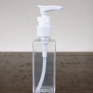Transparent Square Bottle with white Pump | Clear Dispenser Bottle for Lotion, Moisturiser & Oils