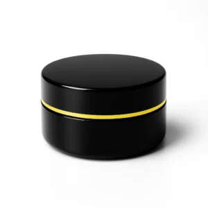 10g Black Cosmetic Jar with Golden Line Cap & Inner Lid - Packdost