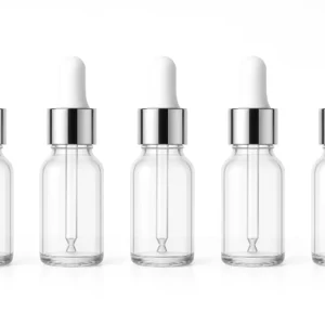 5 ml transparent with Silver cap and white rubber