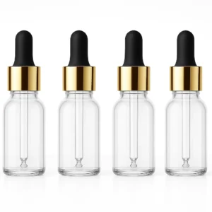 5 ml transparent with golden cap and Black rubber