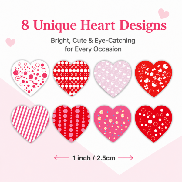 thank you heart stickers roll 8 unique heart designs 1 inch india