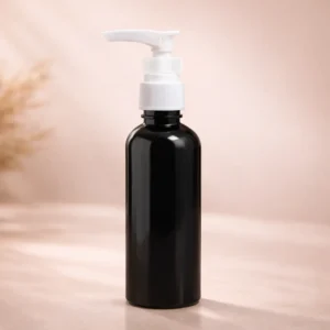 Black Cylindrical bottle with lotion pump cap 1
