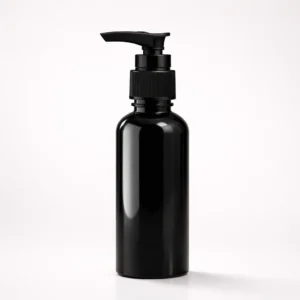 Black cylindrical bottle with pump cap 1