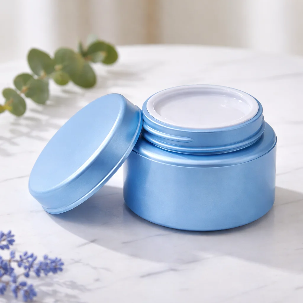 Premium Blue Double Wall Cosmetic Jar 25g with Inner Cap, Leak-Proof ...