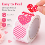 thank you heart stickers roll easy peel sticks securely packdost