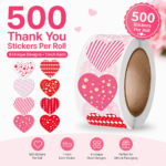 thank you heart stickers roll pink red designs 500 per roll india