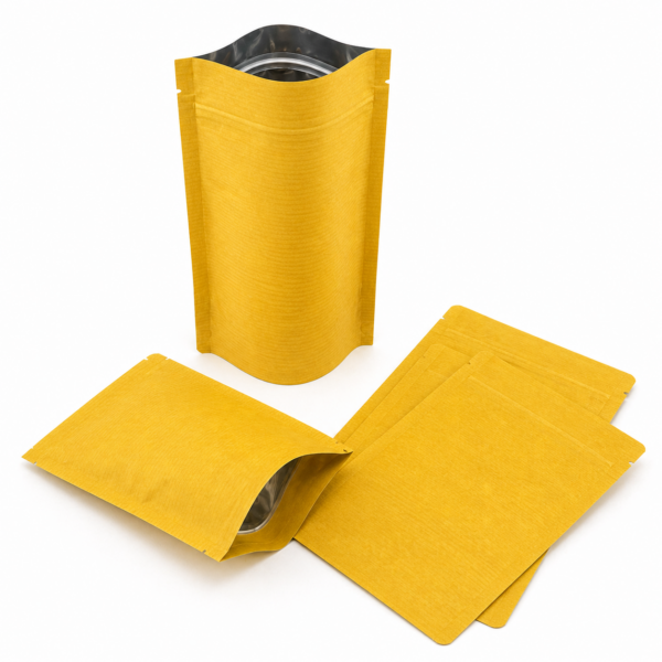 kraft paper stand up pouch with zipper 100g striped foil lined india packdost