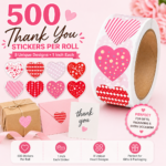 thank you heart stickers roll for gift packaging small business india