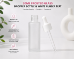 30ml frosted glass dropper bottle white rubber teat leak proof precision dropper bpa free