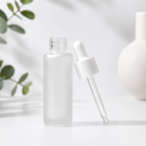 30ml frosted glass dropper bottle white rubber teat open dropper glass tube