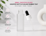 30ml frosted glass dropper bottle black rubber teat leak proof precision dropper bpa free