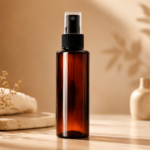 100ml amber mist spray bottle black cap botanical
